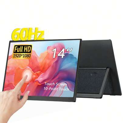 צג נייד 14 אינץ' עם מגע FHD 1080P למחשב נייד, הרחבת צגים, מסך משני לגיימינג