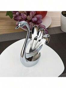 Elegant Swan Shaped Cutlery Holder/Rack, Suitable For Weddings, Holidays And Home Decor. This Beautiful Tabletop Display Stand Is Made Of Alloy And Can Be Paired With A Matching Fork And Spoon Set. - Multicolor - View 11