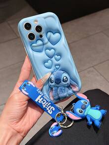 Disney Lilo And Stitch Phone Case : 3D Fluffy Pattern Border Protector Phone Soft Phone Case With A Free Cute Stitch Bracelet Chain Lanyard, Stitch, Lilo, Angel, For Apple 17 Promax 17 Pro 16 15 14 13 12 11 Pro Max XS Max X XR Soft Cover Summer Phone Case - 白色 - 查看 3