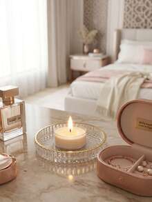 Glass Pillar Candle Holder Base: Round Glass Candle Holder Base, Suitable For Dinner, Wedding And Party Table Centerpiece Decoration, Can Be Used As Wedding And Valentine's Day Table Coaster, Home Room Decor, Holiday Party Decoration, Table Decor - Transparent Gold-rimmed Version - View 9