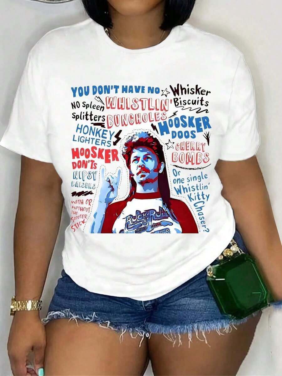 GraphicPlus Women's Plus Size T-Shirt With American Flag Design, Soft And Stretchy, Crew Neck And Short Sleeve, Casual Spring And Summer Sportswear, Everyday Wear For Ladies, Relaxed Fit, Machine Washable, Casual Style For All Seasons, Ideal For Independence Day. - 白色 - 查看 1