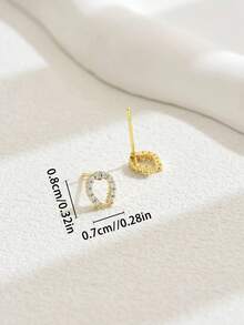 1 Pair U-Shaped Geometric Zirconia Stud Earrings, Suitable For Daily Wear, Commute, And Weddings - Gold - View 4