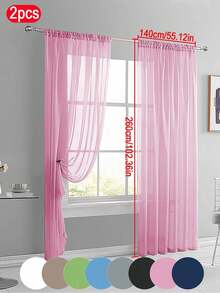 2pcs Lightweight Sheer Lace Curtains, Transparent Fine Weave, Rod Pocket Design, Suitable For Kitchen, Living Room, Bedroom, 40gsm - Multicolor - View 29