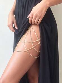 Gold-Plated Women's Elegant Crystal Decorated Leg Chain, Suitable For Formal Occasions, Parties, And Daily Wear - Gold - View 3