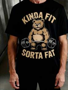 Camiseta de Levantamiento de Pesas con Diseño de Oso Fitness, Ligeramente Ajustada y Ligeramente Humorística - Camiseta de Gimnasio Vintage con Diseño de Oso, Estampado de Lema, Camiseta de Entrenamiento de Manga Corta - Regalo Ideal para Entusiastas del Culturismo y Ropa Casual, Talla Grande - Negro - Ver 6