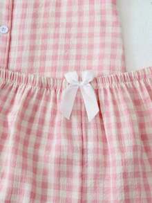 Set de 2 piezas de ropa de dormir de verano para mujer: top de manga corta y shorts, ropa casual y cómoda para el hogar y uso casual - Rosa - Ver 7