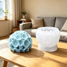 1个心形母女康乃馨造型硅胶蜡烛模具，家居装饰/礼品树脂浇铸模具，手工环氧树脂浇铸模具，艺术装饰粘土石膏模具，不粘耐热 - 白色(立體繡球花) - 查看 3