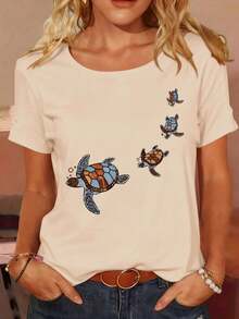Camiseta de Algodón para Mujer con Estampado Creativo de Letras, Perfecta para Primavera y Verano, Ocio al Aire Libre, Fiestas, Versátil y Elegante. - Blanco - Ver 4