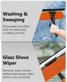 Professional Window Cleaning Kit With Telescoping Extension Pole, 2 In 1 Window Squeegee And Microfiber Scrubber, High Reach Glass Cleaner Tool For Home Windows Shower Doors Car Windshields Silver - 20FT - Xem 4