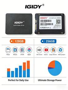 IGIDY 2.5英寸SATA III固态硬盘 128GB 256GB 7mm超薄内置硬盘，适用于笔记本电脑/台式机升级，高速存储升级，适用于台式机/笔记本电脑 - 查看 7