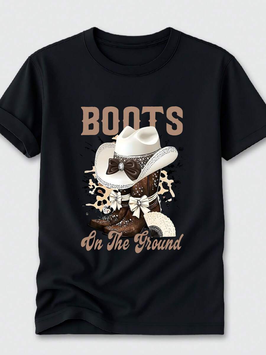 Camiseta unisex de manga corta, HumoristaOesteGráficoTeeparaHombres-RetroVaqueroDiseñoCon características destacadasBotas,HechodeTranspirablePerfectoparaPaísMúsicaFestivales,RanchoReuniones,InformalRopa urbanaYVeranoAtuendo de jugadorashombre, , , Dazymujer,romwehombres, bohochic,maestrasregalos,camisetaparaconjuntos de mujercon curvasparamu,y2k, - Negro - Ver 1