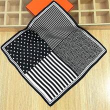 60cm Luxury Square Scarf Women Striped Bandanna Spring Silk Scarf Summer Headband Fashion Neckerchief Ladies - 1 - Xem 11