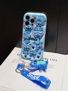 Disney Lilo And Stitch Phone Case : 3D Fluffy Pattern Border Protector Phone Soft Phone Case With A Free Cute Stitch Bracelet Chain Lanyard, Stitch, Lilo, Angel, For Apple 17 Promax 17 Pro 16 15 14 13 12 11 Pro Max XS Max X XR Soft Cover Summer Phone Case - 白色 - 查看 5
