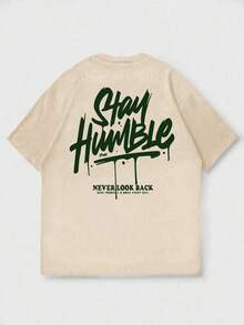 Men's Short Sleeve Crew Neck T-Shirt With English Slogan Graphic Print, Minimalist And  Summer Style By FRACTYR | Basic, Casual Street Style, Gift For Boyfriend/Husband - 灰色 - 查看 3