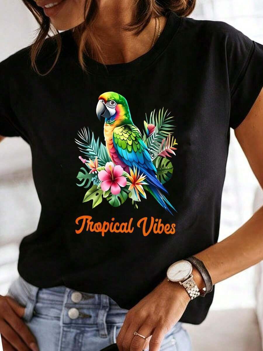 ropa de mujer 2026 Nuevo Diseño: Camiseta de Mujer con Cuello Redondo Estampada, Casual y Fácil de Usar en Verano, Ideal para el Hogar, la Oficina o Viajes al Aire Libre, Fácil de Lavar, Perfecta como Regalo para el Día de la Madre, Cumpleaños o Pascua. Camiseta de manga corta para mujer