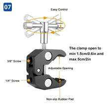 Giá đỡ máy ảnh kẹp siêu chắc 360° với đầu bi mini, vít 1/4" và kẹp tháo nhanh dành cho máy ảnh DSLR và giá đỡ chân máy. - Xem 8