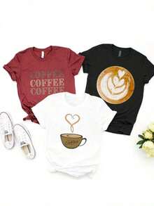Artículo de moda, no un conjunto de 3 piezas, camiseta de mujer, camiseta colorida 100% algodón, camiseta unisex, camiseta divertida, negra, blanca, camiseta estilo universitario, camiseta casual de manga corta y cuello redondo, con estampado en forma de corazón, ropa para el hogar, camiseta de mujer. - Blanco - Ver 7