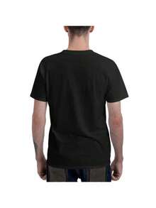 Unisex Shirt For Men And Women With Print, Black And Red, With Bold Letter Print, Portrait Design, Lightweight, Regular Fit, Round Neck, Short Sleeve, Breathable, Casual Urban Sporty Style, For Daily Wear And Outdoor Activities. - 黑色 - 查看 4