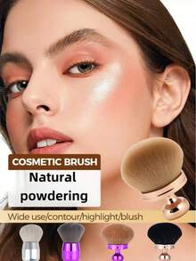 1pc 75/85mm Wide Kabuki Body Makeup Brush, Large Dense Foundation Powder Brush, Wet & Dry Use, Suitable For Legs, Back, Face, Body Contour, Contouring, Concealing, Blushing, Bikini Beach Glow Makeup, Creating Smooth Flawless Bronze Tan/Sunscreen/Self-Tanning Cream Application - Multicolor - View 11