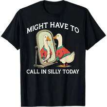 MONO LABEL Unisex Short Sleeve T-Shirt With Print "The Goose Might Have To Call The  Today" - 黑色 - 查看 1