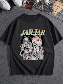 La imagen muestra un personaje alienígena cómico con una gran sonrisa y ojos saltones que transmite humor y energía desenfadada perfecta para quienes disfrutan de un toque divertido en su ropa camiseta de mujer  cómoda y casual para uso diario - Negro - Ver 3