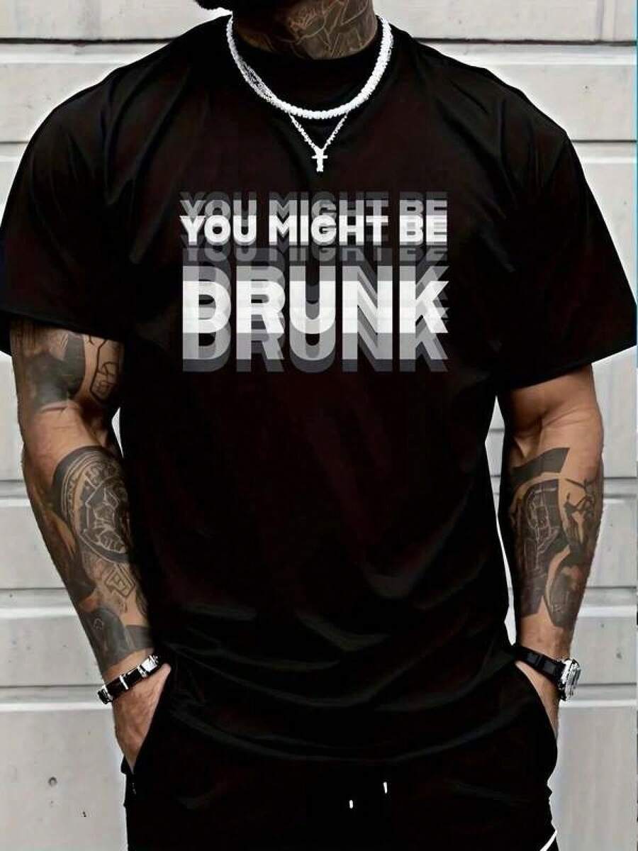 Camiseta unisex de manga corta, camiseta con gráficos divertidos sobre bebidas y humor "Puede que estés borracho" para hombre y mujer, playeras hombre, spiderman, ,  mujer, romwe men, boho chic, regalos para maestras, camiseta para mujer, conjuntos curvy para hombre, y2k - Negro - Ver 1