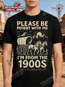 Camiseta unisex de manga corta, divertidaVintageSiglo XXGráficoCamisetaparaHombres&Mujeres-Por favorSeaPacienteconYoSoyDeelSiglo XXRetroDiseñoconArrastra de caballosCarro&OesteEscenaDía de Acción de GraciasNavidadRegaloparaHombresMujeresFamiliaAmigosjugadoreshombre, , , Dazymujer,romwehombres, bohochic,maestrasregalos,camisetaparaconjuntos de mujercon curvasparamu,y2k, - Negro - Ver 1