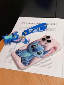 Disney Lilo And Stitch Phone Case : 3D Fluffy Pattern Border Protector Phone Soft Phone Case With A Free Cute Stitch Bracelet Chain Lanyard, Stitch, Lilo, Angel, For Apple 17 Promax 17 Pro 16 15 14 13 12 11 Pro Max XS Max X XR Soft Cover Summer Phone Case - trắng - Xem 6