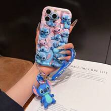 Disney Lilo And Stitch Phone Case : 3D Fluffy Pattern Border Protector Phone Soft Phone Case With A Free Cute Stitch Bracelet Chain Lanyard, Stitch, Lilo, Angel, For Apple 17 Promax 17 Pro 16 15 14 13 12 11 Pro Max XS Max X XR Soft Cover Summer Phone Case - 白色 - 查看 1
