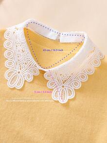 1pc Milk Silk Single-Collar Shirt With Water Soluble Embroidery Valentine's Day Valentines - White - View 2