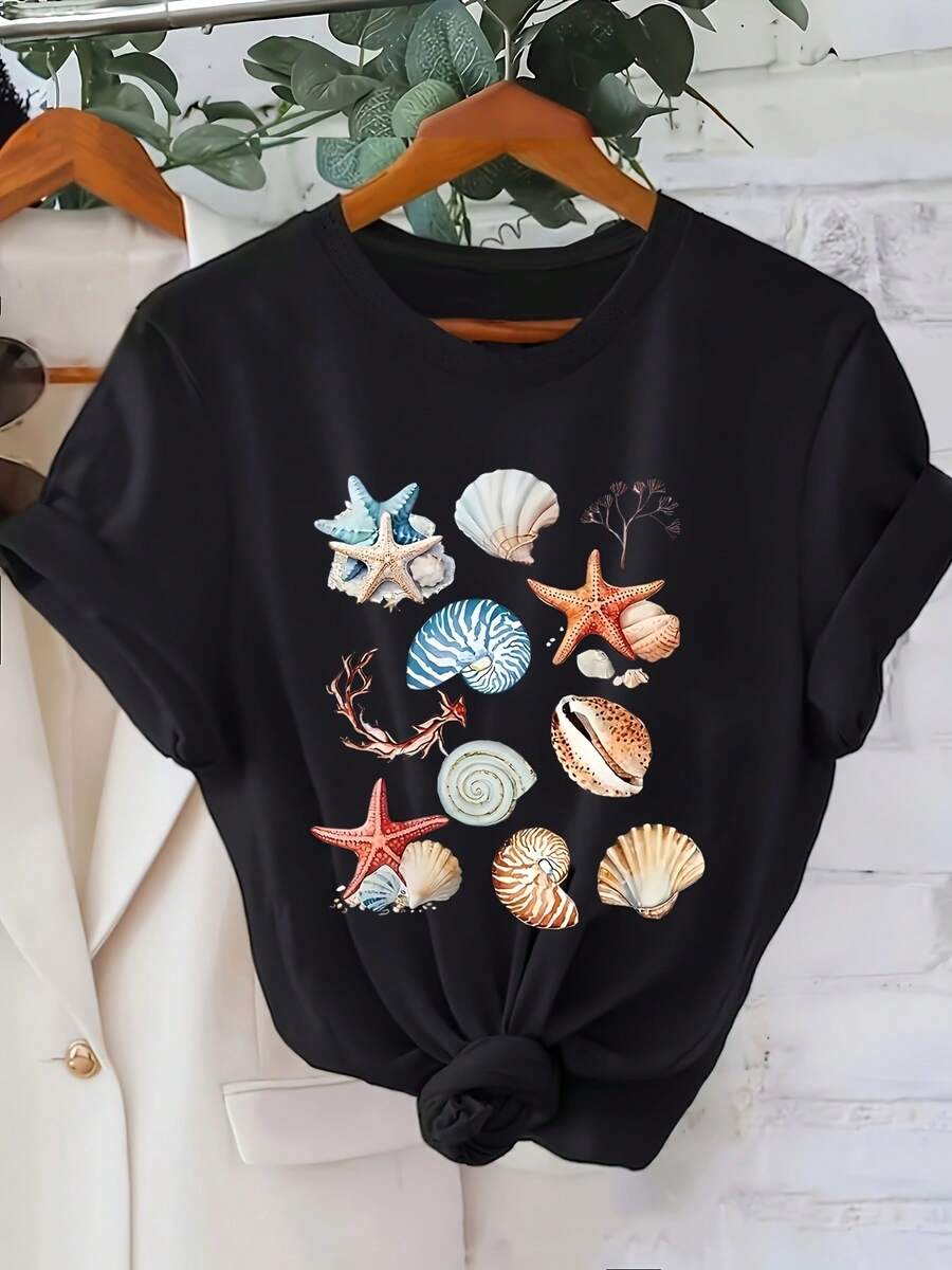 Camiseta de manga corta para mujer - Negro - Ver 1
