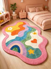1pc Rainbow Heart Shaped Cute Doormat, Large Carpet, Welcome Mat, Carpet, Rug, Outdoor Doormat, Kitchen Rug, Home Decor, Front Door Mat, Area Rug, Outdoor Mat, Home Decor, Area Rug, Garden Carpet, Washable Rug - Multicolor - View 3