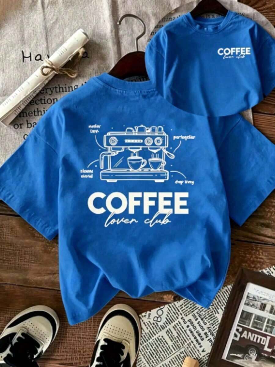 2026 | 1 Playera para Mujer 100% Algodón Transpirable | Camiseta gráfica para amantes del café para mujeres - Diseño de máquina de espresso lindo con texto del club de amantes del café - Camiseta suave para uso diario para entusiastas del café - Top blanco de cuello redondo para atuendos casuales y visitas a cafeterías, accesorios de barra de café, ajuste cómodo, ropa de descanso, estampado divertido, material transpirable, camiseta de manga corta, mujeres - Ideal para el veranocool100% Cotton - Azul - Ver 1