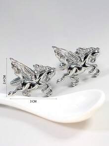 1 Pair Fashionable Copper Cufflinks, Suitable For Men's Formal Shirts, Wedding And Daily Wear - Silver - View 3