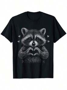 I Steal Hearts Raccoon Valentines Racoon Graphic-Shirt - Black - View 8
