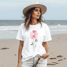 Watercolor Floral Shirt, Watercolor Spring Floral T-Shirt, Floral Shirt, Gift For Women, T-Shirt For Mom, Wildflower T-Shirt,  T-Shirt, Blouses For Women, Shirt, Print, Blouses For Ladies. - 白色 - 查看 6
