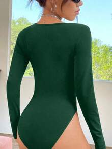 ajustado de cuello cuadrado - Verde - Ver 2