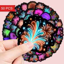50pcs Glow-In-The-Dark Firework Stickers, Luminous Holiday Decorative Stickers Suitable For Handmade, DIY Crafts, Party Decorations And Holiday Projects, Essential For Creative People! - A - View 1