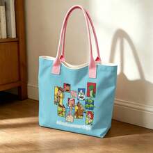 Miniso Disney Toy Story Adventure Never Stops Canvas Tote Bag, Light Blue Shoulder Bag For Daily Use - Pink - View 7