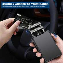 Wallet Men, Mens Minimalist Wallet 9-13 Cards, Slim Compact Wallet With Money Clip & ID Window, RFID Blocking Up Card Wallet, Metal Aluminum Credit Card Holder Bifold Wallet - Carbon Fiber - View 3