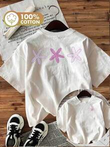[Double-Sided Print] Fashionable Women's Top For Spring And Summer, With A Fresh Style Featuring Starfish And Polka Dots, Pink Printed Short-Sleeve Crew Neck T-Shirt [Chu K] - [白色的] - View 7