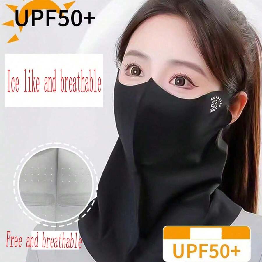 1pc Fashionable Breathable Women's Ice Silk Face Mask, Sun Protection Mask, Outdoor Cycling Face Cover, Solid Color - Multicolor - View 1