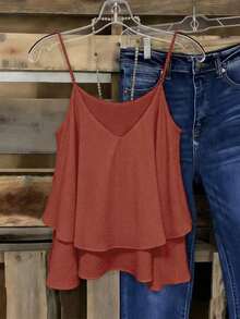 Conjunto de verano de mujer con top estampado y tejido, nueva blusa de verano - Naranja Coral - Ver 2