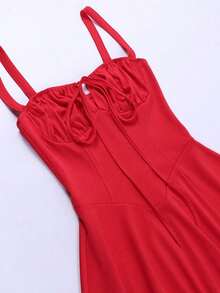 Mujeres Temperamento Moda Senior Sentido Francés Tirantes Suave Viento Vestidos Largo Dividido, Mujeres Temperamento Elegante Sexy Tirantes Vestido Elástico, conjuntos elegantes de mujer falda,Suave y Cómodo Tejido Agradable a la Piel, Adecuado para Banquetes, Asistir a Eventos, Hospedaje, Playas, Viajar Sesiones de Fotos, Fotografía de Calle, Trabajo y Uso Casual Diario. - Rojo - Ver 5