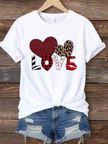 Camiseta con tema Wo de año nuevo 2026| Diseño con patrón de corazón, ropa de verano casual, tela de secado rápido, cómoda y elegante, versátil para el uso diario - Blanco - Ver 10