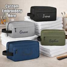 Personalized Solid Color Large Capacity Handheld Makeup Bag, Multi-Layer Cosmetic Storage Bag, Lightweight Portable Travel Organizer Pouch, Girl Daily Toiletry Bag With Zipper Closure, Compact & Practical Essential - Multicolor - View 1