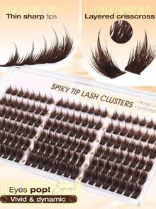 10-18mm Brown Cartoon-Style Pointed Lash Cluster, Fairy Lash Cluster, Spider Lash Cluster, Lash Extension Cluster, Fluffy Lash Cluster, CD Curl Lash, Fine Thread Single Lash Extension Cluster, Manga Lashes - D - View 5