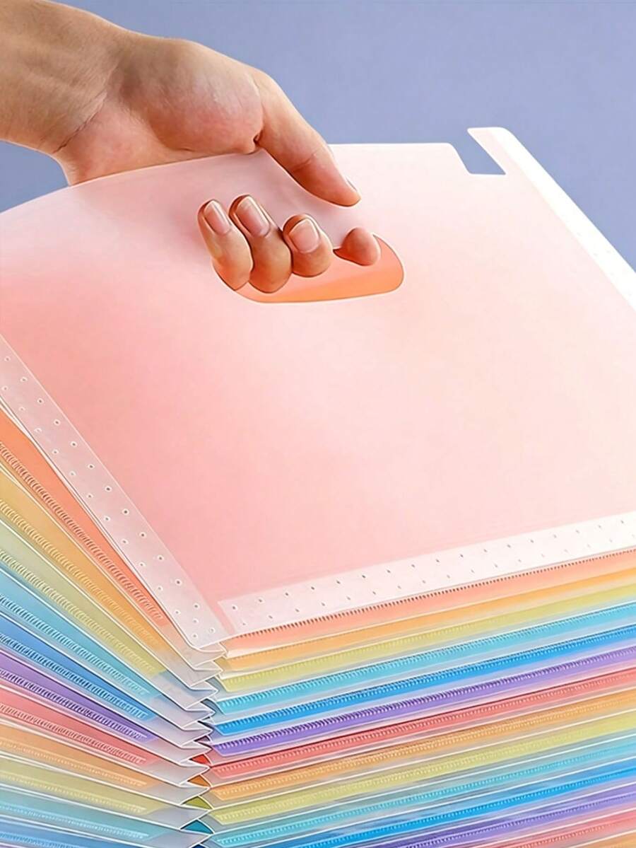 1PC Portable Accordion Bag File Bag With Color Tabs ,Large Capacity File Organier-Expanding ,A4 Multi-Layer Student Test Paper File Folder, Document Desk Organizer Storage Folder For Office Supplies & Study Supplies, Back To School - Multicolor - View 1
