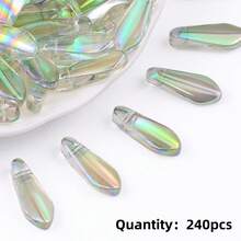 Khoảng 240 hạt cườm hình giọt nước, lỗ ngang, hiệu ứng cánh hoa 3D, mặt dây chuyền đính cườm thủ công tự làm, hạt rời. - Giọt nước dài - Xem 15