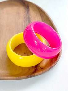 2026 European And American Fashion : Fashionable Women's Large Single-Color Bracelet, Round Design, Suitable For Daily Wear, Parties, And As A Gift. - Màu vàng - Xem 3